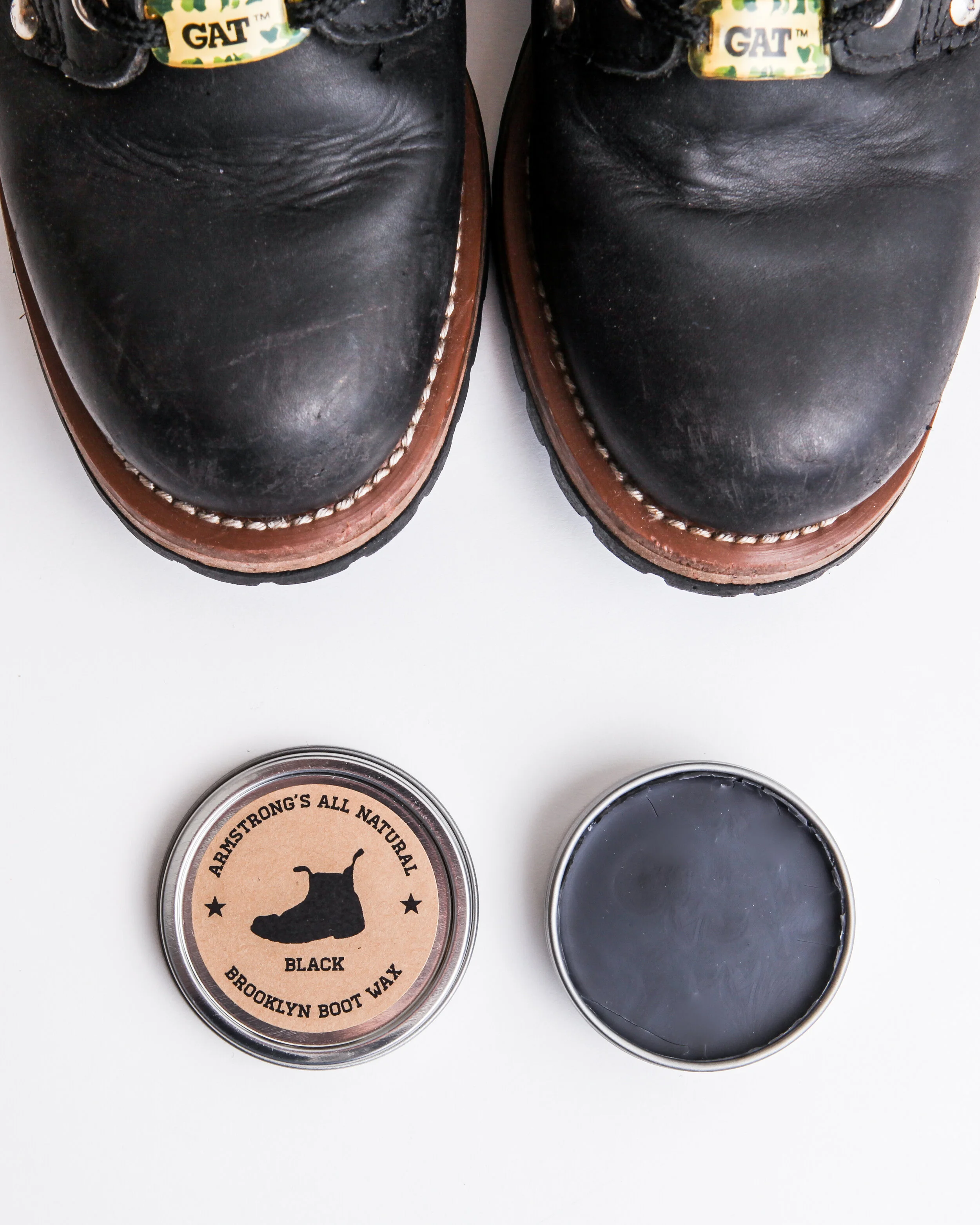 様 black wax coating boots cut denim